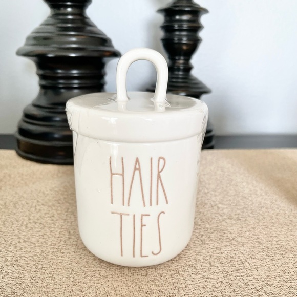 New Rae Dunn BOBBY PINS/ HAIR TIES Loop Canister Ceramic Set - Picture 5 of 6